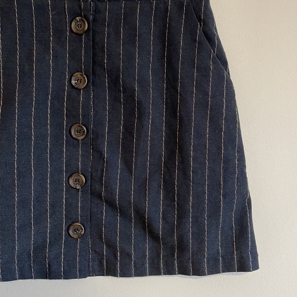 Preppy Minimalist Skirt Scallop Pinstripe Mini BluPepper SM Navy Blue Career - Picture 4 of 14